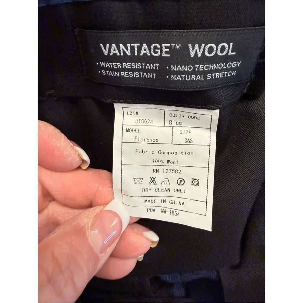 Paul Betenly Two Piece Suit 42S Jacket 36 Pants Italian Fabric Blue